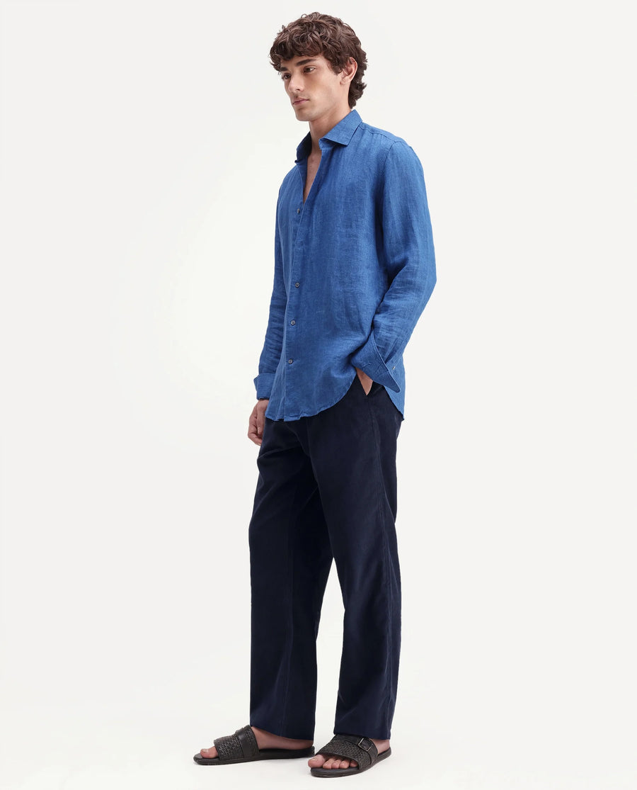 Rare Rabbit Men's Chant-B Dark Blue Cotton Straight Fit Regular Length Trouser