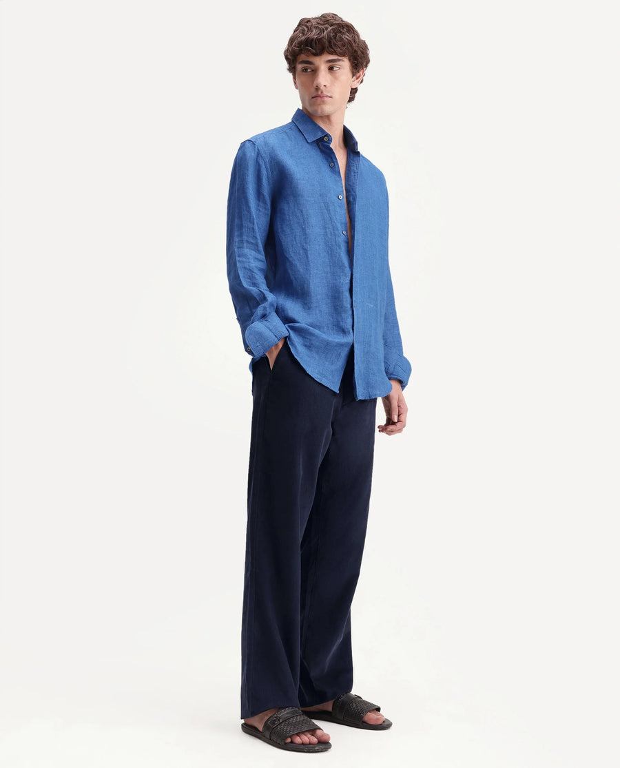 Rare Rabbit Men's Chant-B Dark Blue Cotton Straight Fit Regular Length Trouser