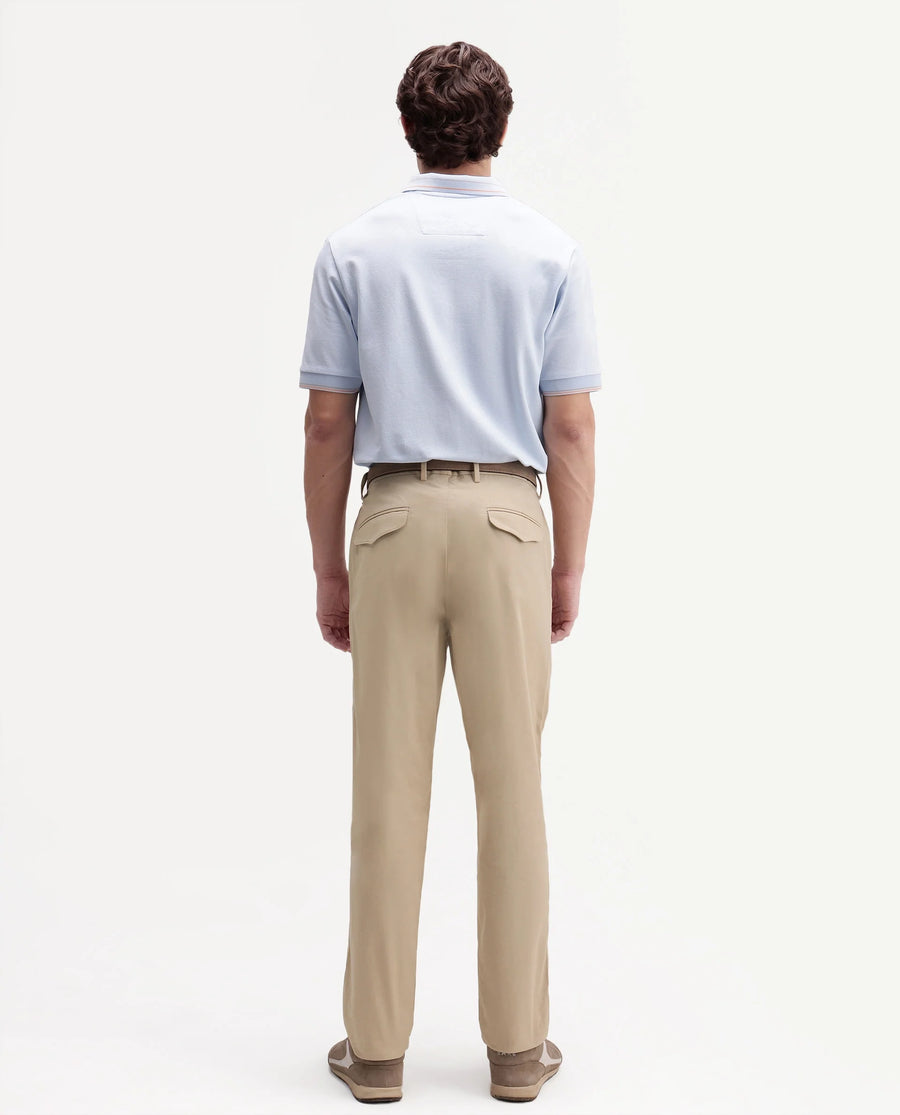 Rare Rabbit Men's Eder-T Beige Cotton Fabric Regular Fit Plain Trouser
