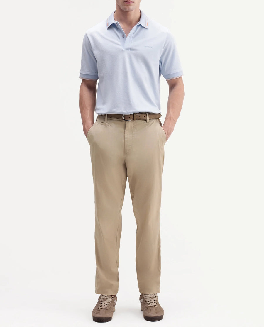 Rare Rabbit Men's Eder-T Beige Cotton Fabric Regular Fit Plain Trouser