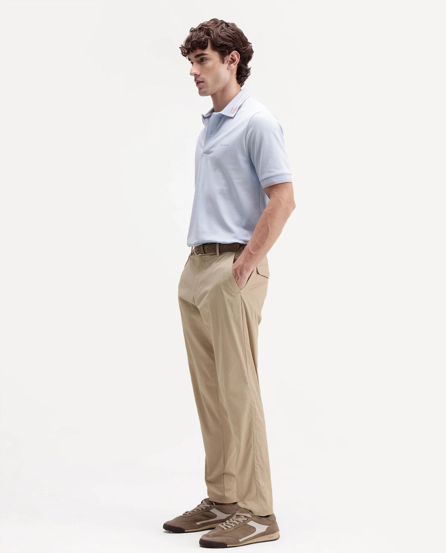 Rare Rabbit Men's Eder-T Beige Cotton Fabric Regular Fit Plain Trouser