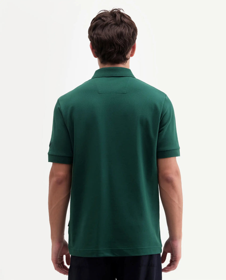 Rare Rabbit Men's Fur Dark Green Cotton Fabric Spread Collar Regular Fit Embroidered Polo