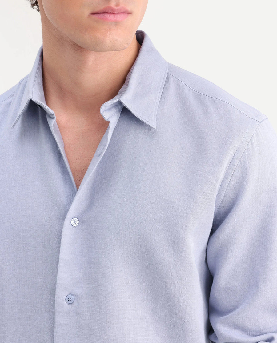 Rare Rabbit Men's Layer-Ls-Aw26 Light Purple Cotton Spread Collar Regular Plain Shirt