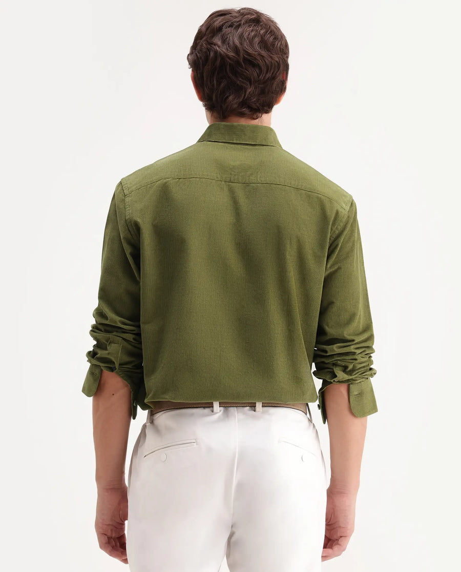 Rare Rabbit Men's Buita-Aw26 Light Green Cotton Spread Collar Regular Fit Plain Shirt