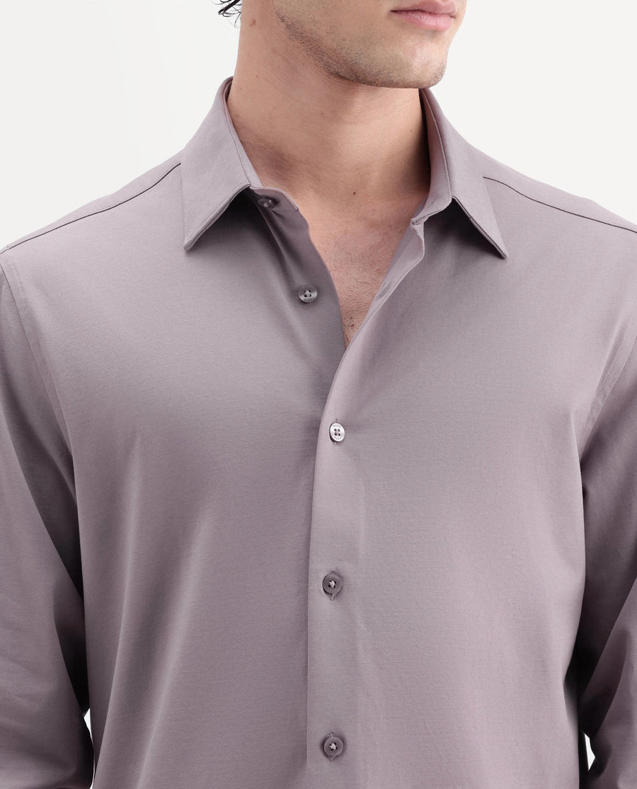 Rare Rabbit Men's Tour-Aw26 Dusky Pink Cotton Blend Spread Collar Regular Plain Shirt