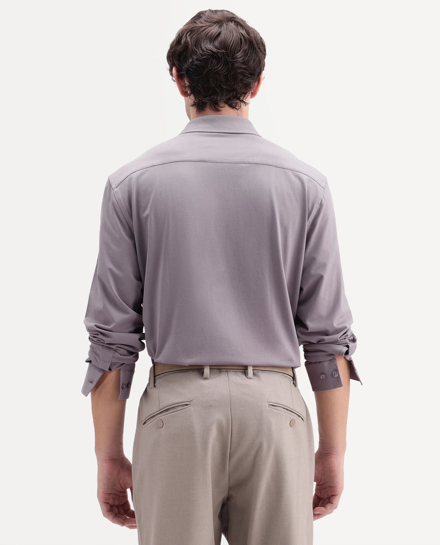 Rare Rabbit Men's Tour-Aw26 Dusky Pink Cotton Blend Spread Collar Regular Plain Shirt