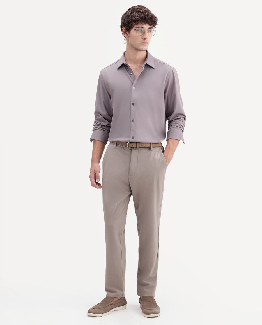 Rare Rabbit Men's Tour-Aw26 Dusky Pink Cotton Blend Spread Collar Regular Plain Shirt