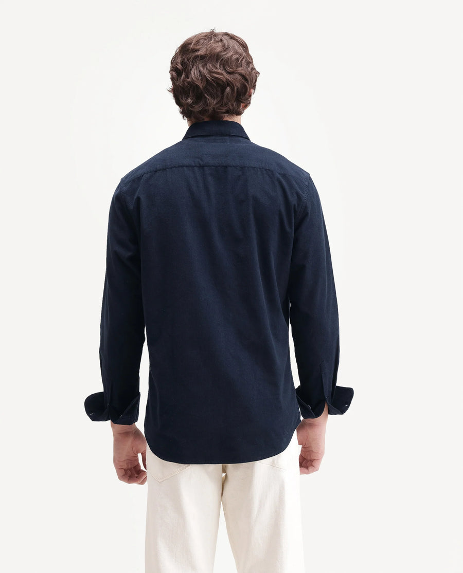Rare Rabbit Men's Buita-Aw26 Navy Cotton Spread Collar Regular Fit Plain Shirt