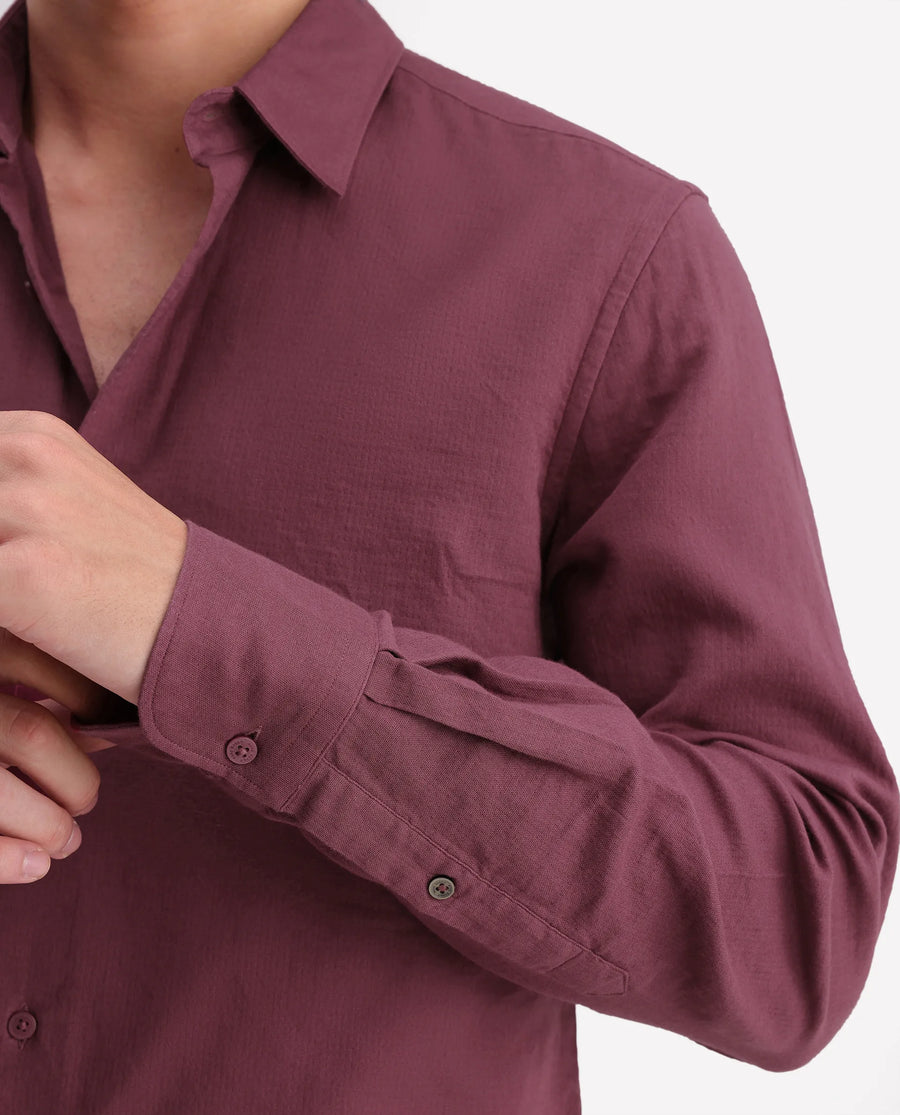 Rare Rabbit Men's Layer-Ls-Aw26 Dusky Pink Cotton Spread Collar Regular Plain Shirt