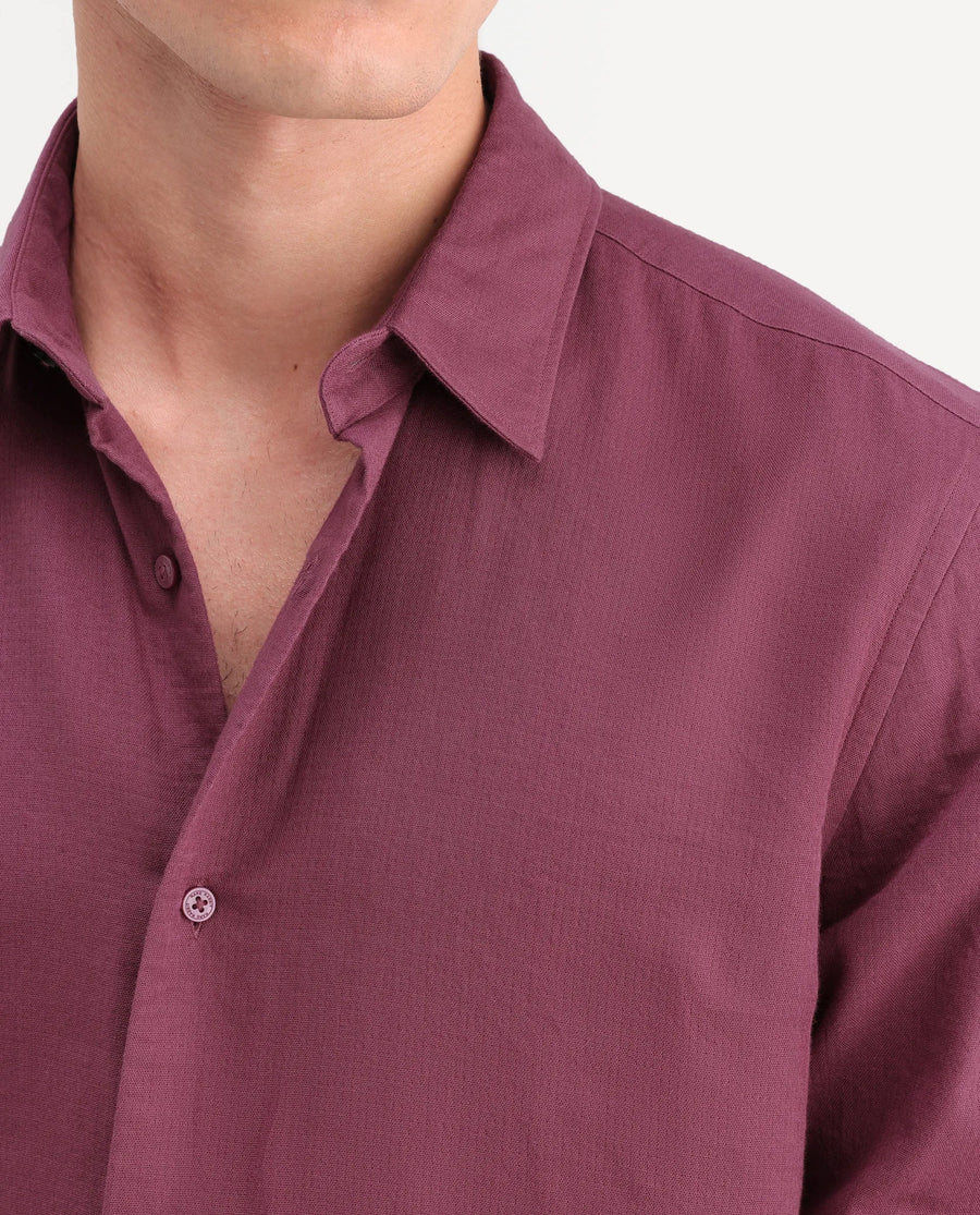 Rare Rabbit Men's Layer-Ls-Aw26 Dusky Pink Cotton Spread Collar Regular Plain Shirt