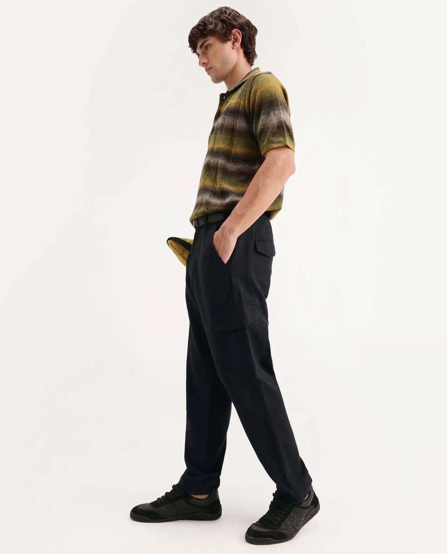 Rare Rabbit Men's Presso-Aw26 Black Cotton Fabric Regular Fit Plain Trouser