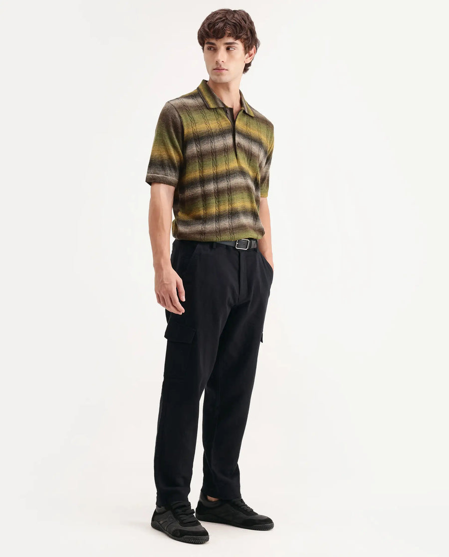 Rare Rabbit Men's Presso-Aw26 Black Cotton Fabric Regular Fit Plain Trouser
