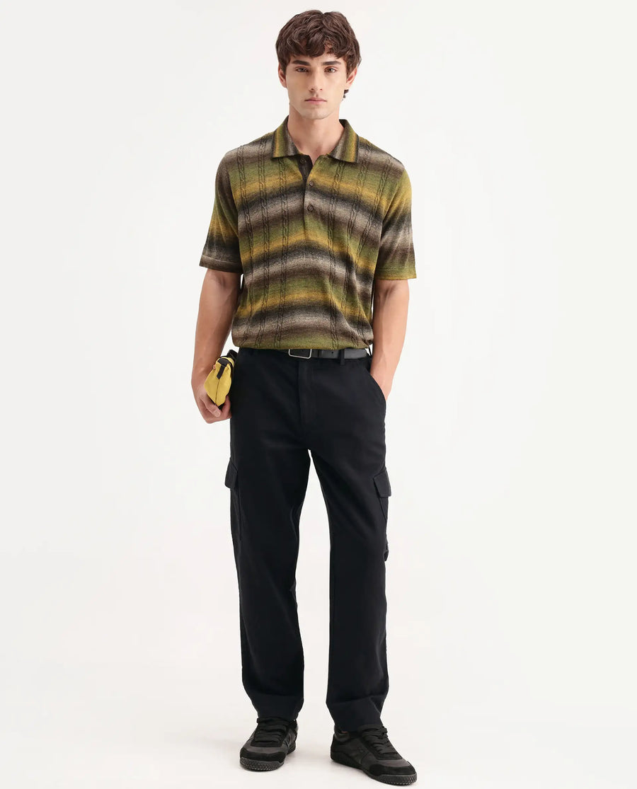 Rare Rabbit Men's Presso-Aw26 Black Cotton Fabric Regular Fit Plain Trouser