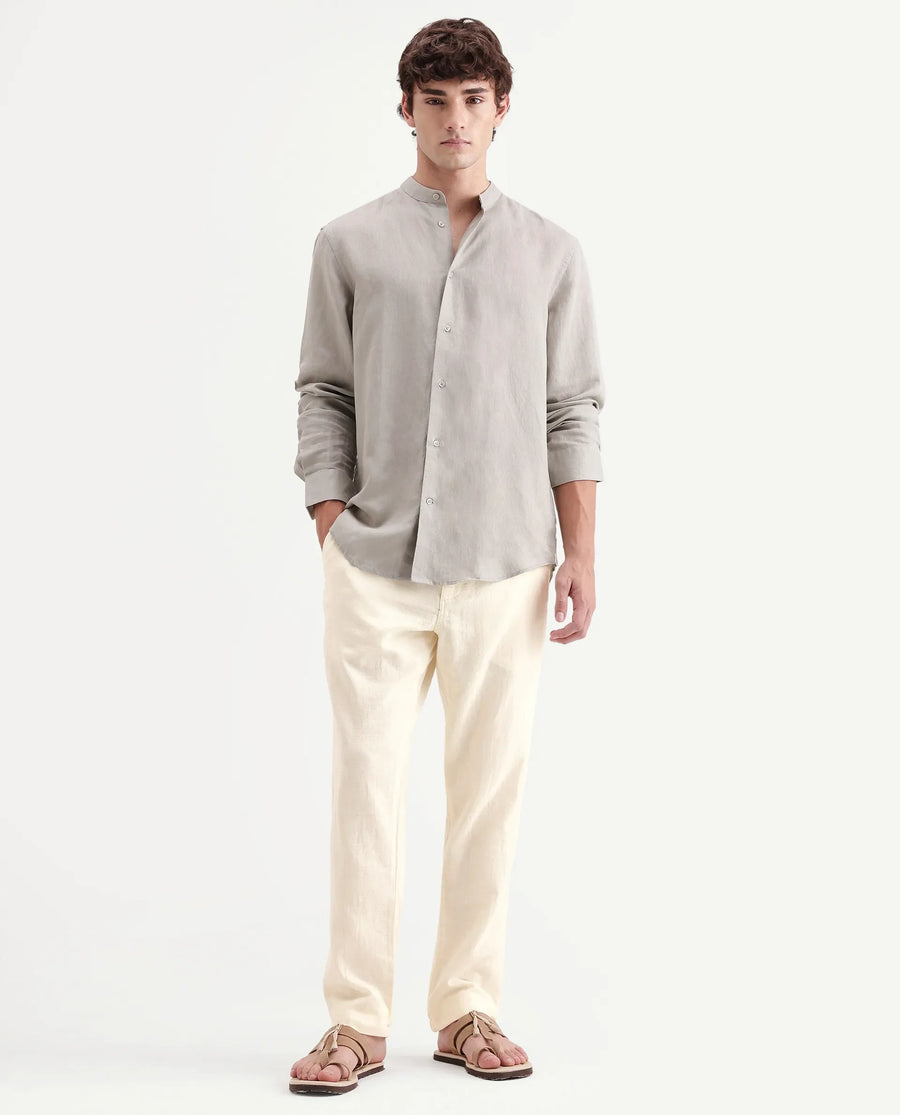 Rare Rabbit Men's Pastor-Aw26 Off White Cotton Fabric Drawstring Closure Regular Fit Plain Trouser