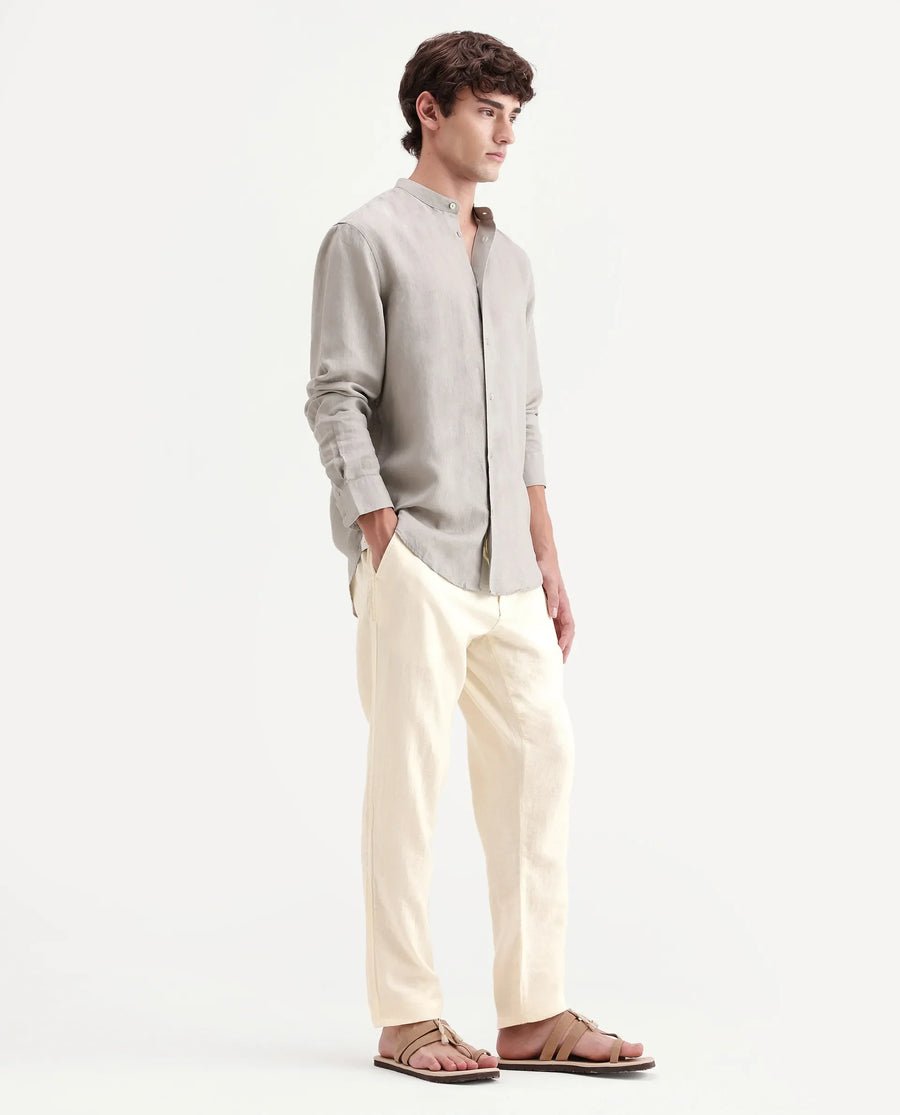 Rare Rabbit Men's Pastor-Aw26 Off White Cotton Fabric Drawstring Closure Regular Fit Plain Trouser