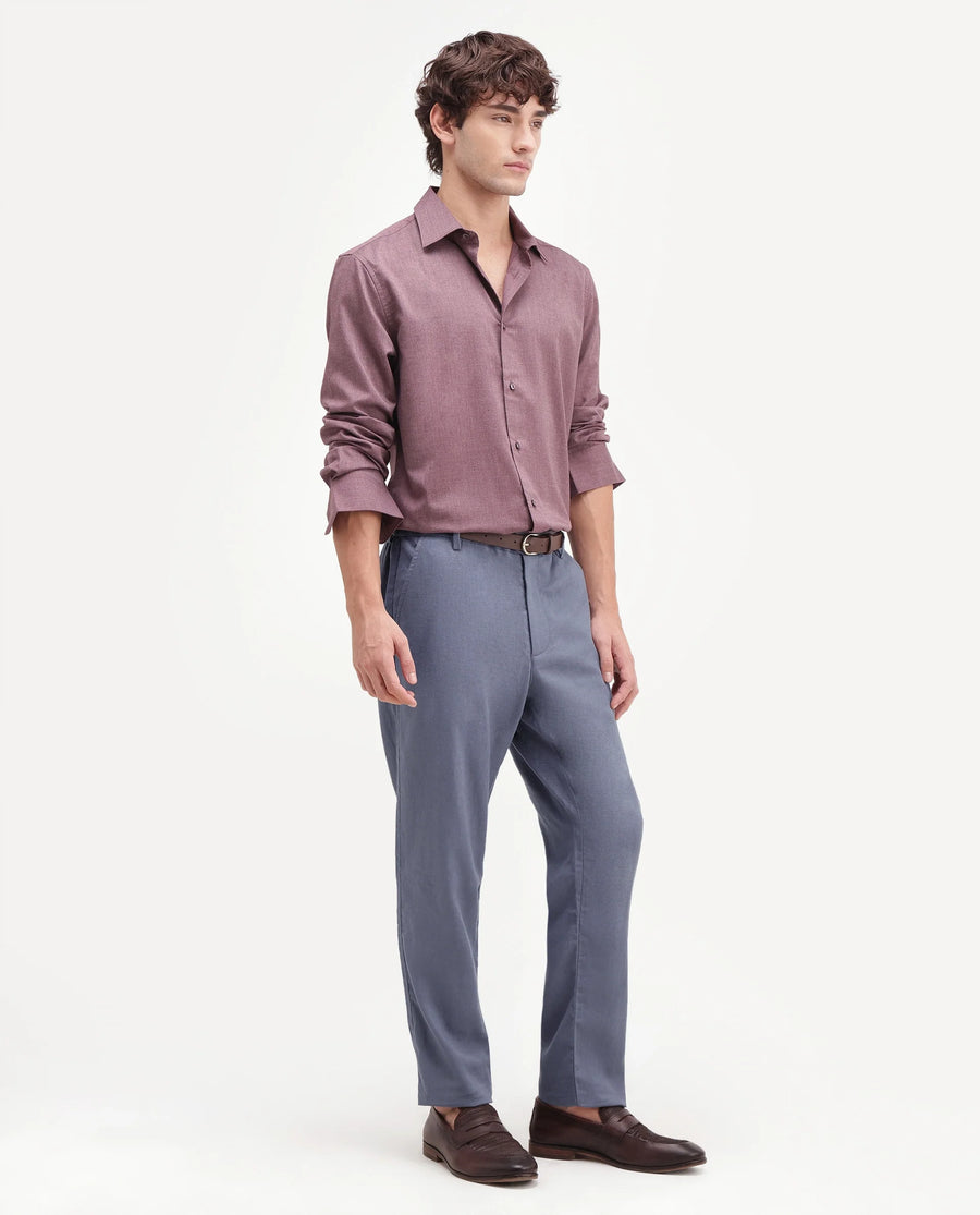 Rare Rabbit Men's Jomo-Aw26 Dusky Grey Linen Blend Fabric Regular Fit Plain Trouser