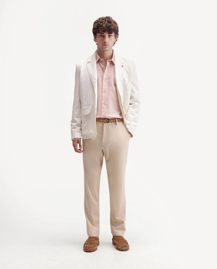 Rare Rabbit Men's Driver-Aw26 Off White Polyester Blend Fabric Regular Fit Plain Trouser