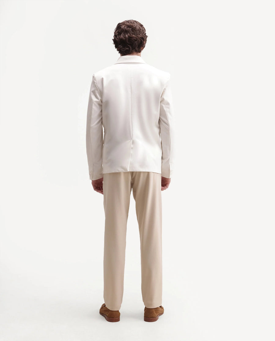 Rare Rabbit Men's Driver-Aw26 Off White Polyester Blend Fabric Regular Fit Plain Trouser