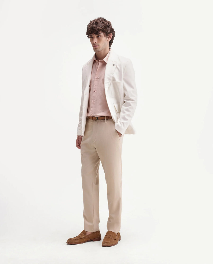 Rare Rabbit Men's Driver-Aw26 Off White Polyester Blend Fabric Regular Fit Plain Trouser