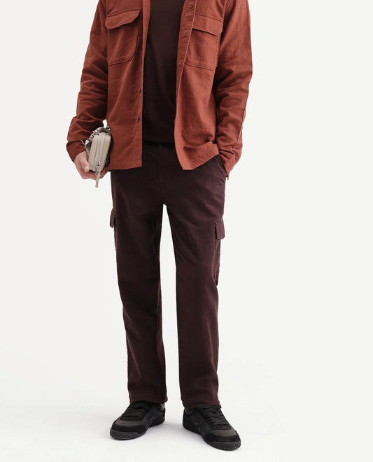 Rare Rabbit Men's Presso-Aw26 Dark Brown Cotton Fabric Regular Fit Plain Trouser