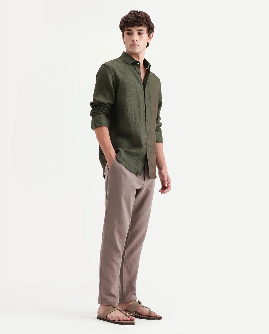 Rare Rabbit Men's Pastor-Aw26 Light Brown Cotton Fabric Drawstring Closure Regular Fit Plain Trouser