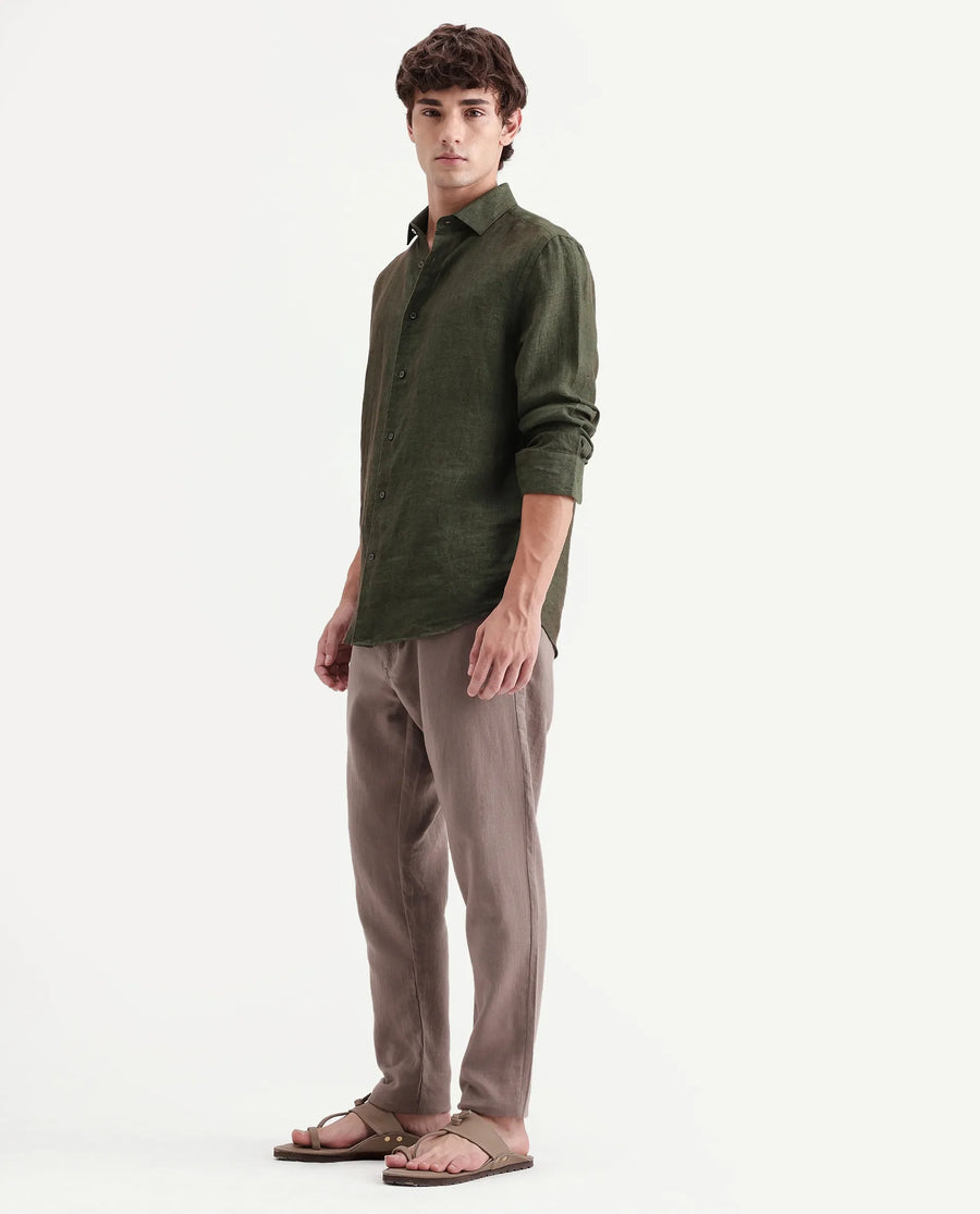 Rare Rabbit Men's Pastor-Aw26 Light Brown Cotton Fabric Drawstring Closure Regular Fit Plain Trouser