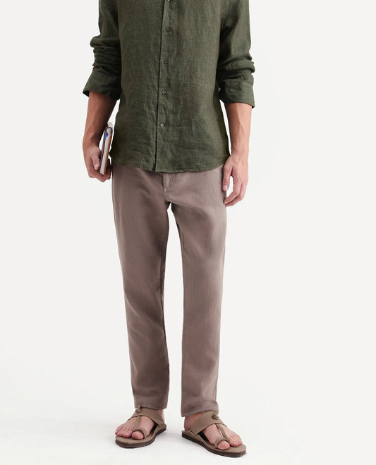 Rare Rabbit Men's Pastor-Aw26 Light Brown Cotton Fabric Drawstring Closure Regular Fit Plain Trouser