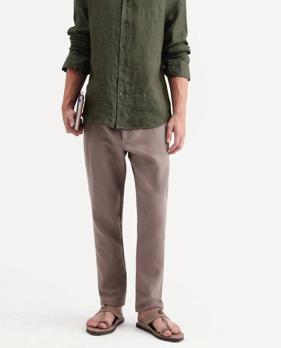 Rare Rabbit Men's Pastor-Aw26 Light Brown Cotton Fabric Drawstring Closure Regular Fit Plain Trouser