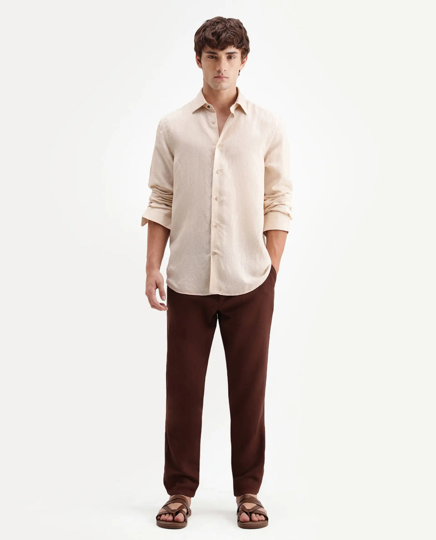 Rare Rabbit Men's Pastor-Aw26 Rust Cotton Fabric Drawstring Closure Regular Fit Plain Trouser