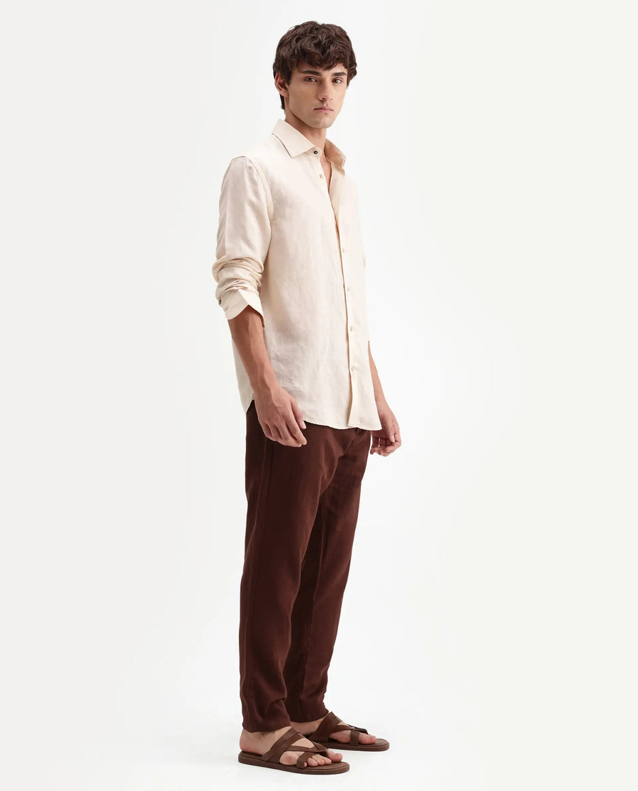 Rare Rabbit Men's Pastor-Aw26 Rust Cotton Fabric Drawstring Closure Regular Fit Plain Trouser