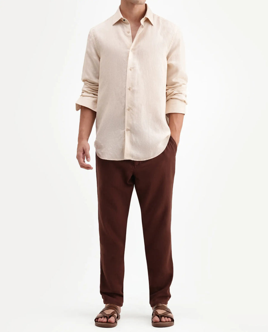 Rare Rabbit Men's Pastor-Aw26 Rust Cotton Fabric Drawstring Closure Regular Fit Plain Trouser
