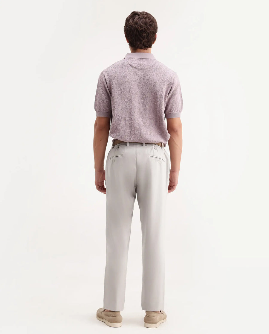 Rare Rabbit Men's Travel-Aw26 Beige Polyester Blend Fabric Regular Fit Plain Trouser