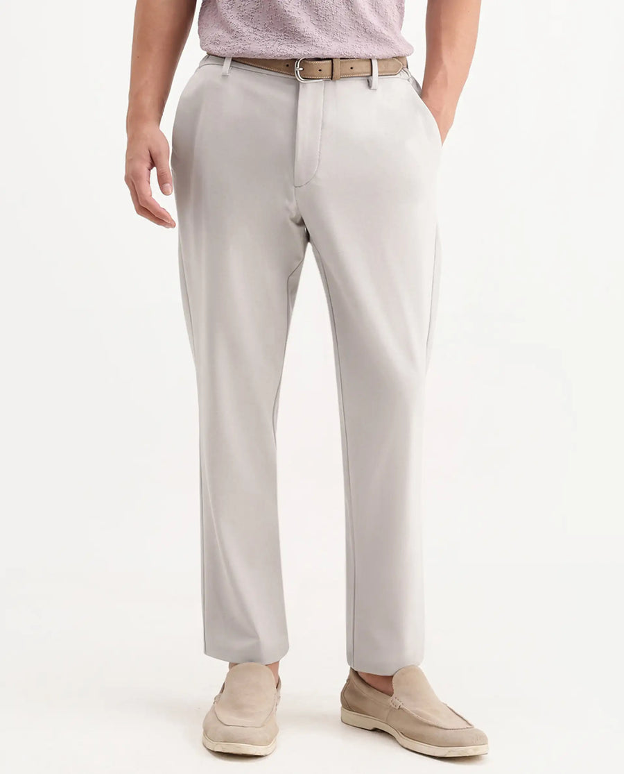 Rare Rabbit Men's Travel-Aw26 Beige Polyester Blend Fabric Regular Fit Plain Trouser