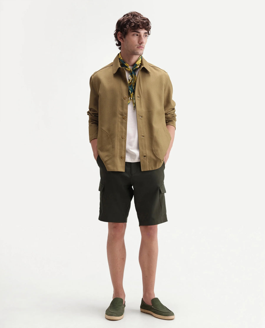 Rare Rabbit Men's Tripco-Aw26 Olive Polyester Blend Fabric Regular Fit Plain Cargo Shorts