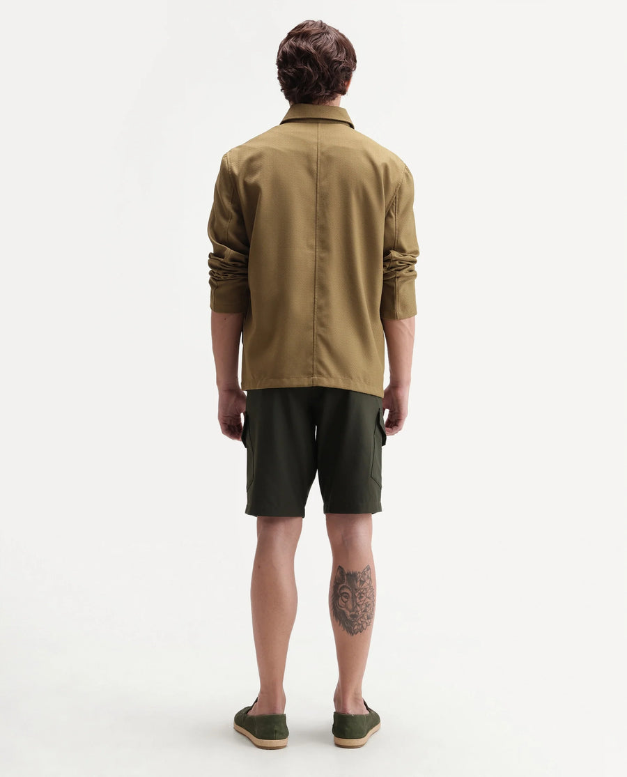 Rare Rabbit Men's Tripco-Aw26 Olive Polyester Blend Fabric Regular Fit Plain Cargo Shorts