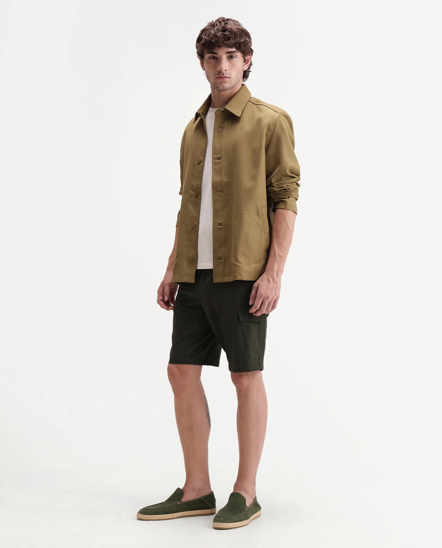 Rare Rabbit Men's Tripco-Aw26 Olive Polyester Blend Fabric Regular Fit Plain Cargo Shorts