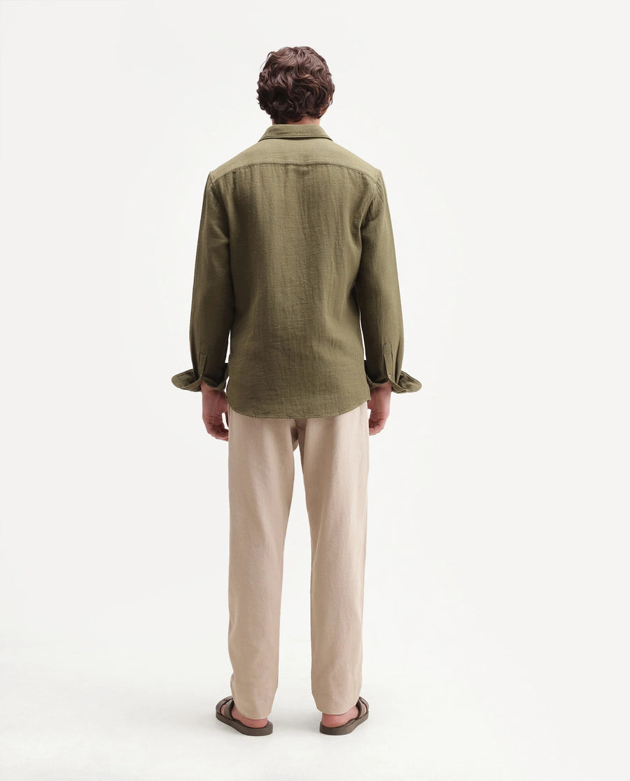 Rare Rabbit Men's Jomo-Aw26 Beige Linen Blend Fabric Regular Fit Plain Trouser