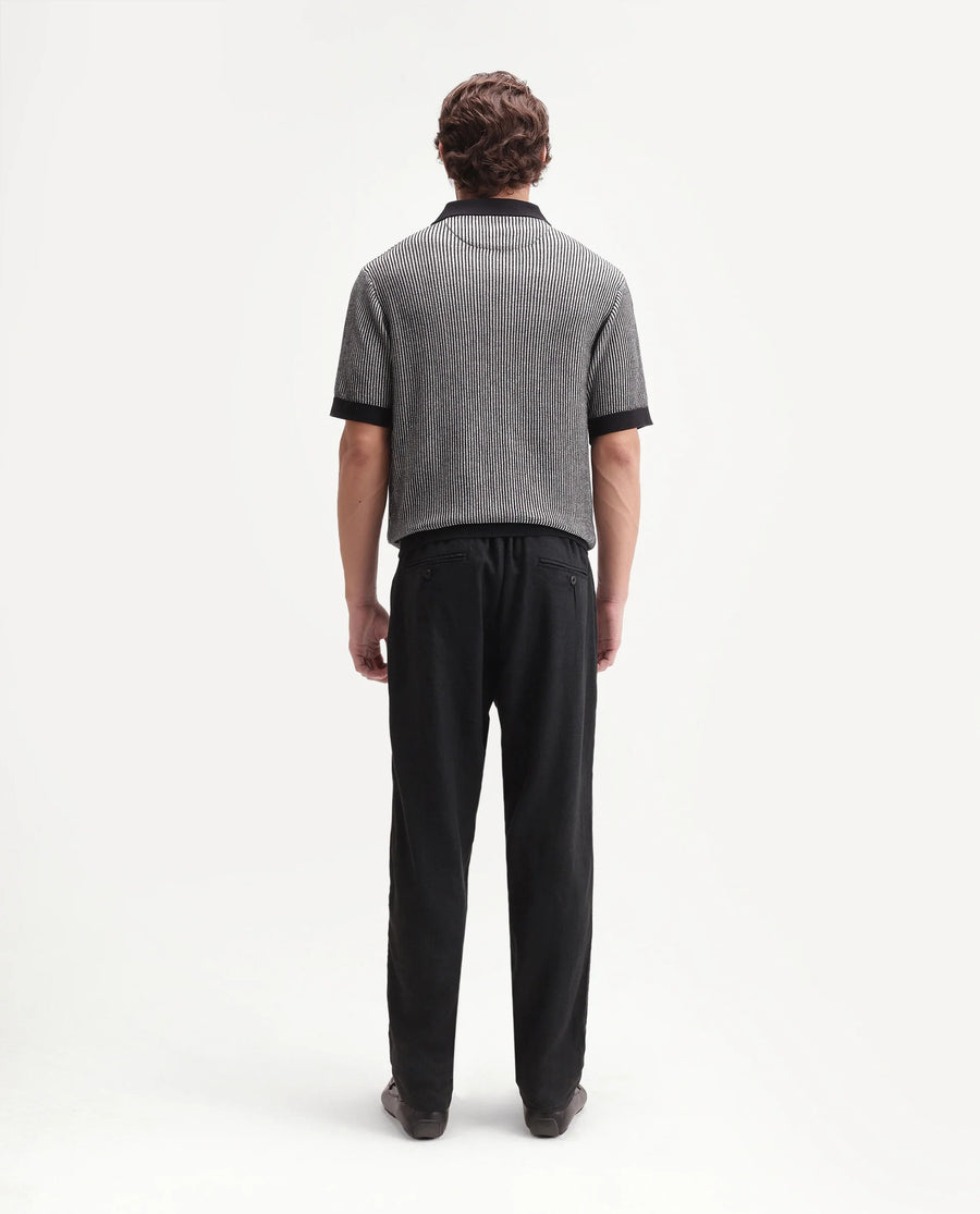 Rare Rabbit Men's Jomo-Aw26 Black Linen Blend Fabric Regular Fit Plain Trouser