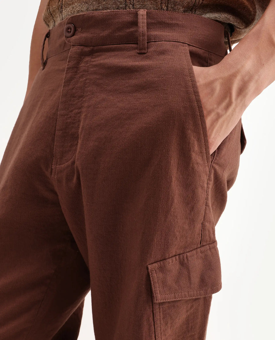 Rare Rabbit Men's Presso-Aw26 Rust Cotton Fabric Regular Fit Plain Trouser
