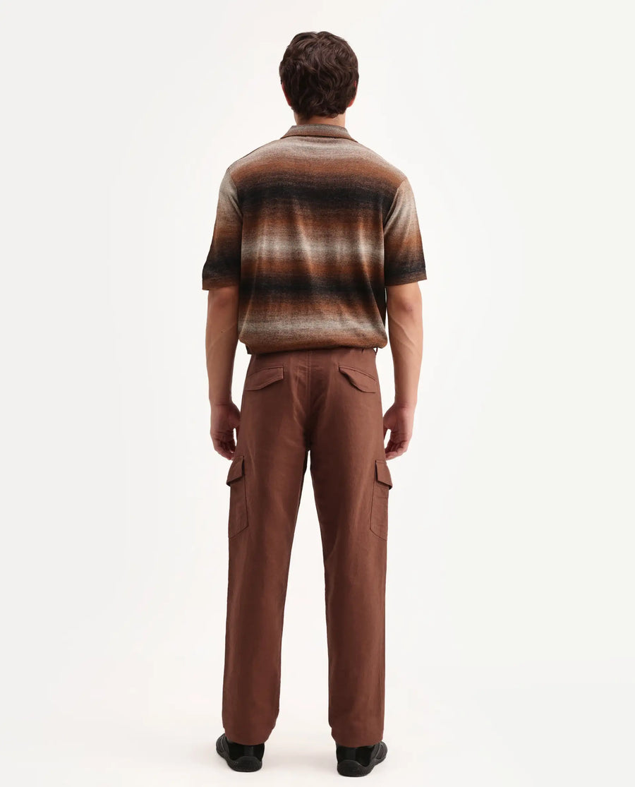 Rare Rabbit Men's Presso-Aw26 Rust Cotton Fabric Regular Fit Plain Trouser