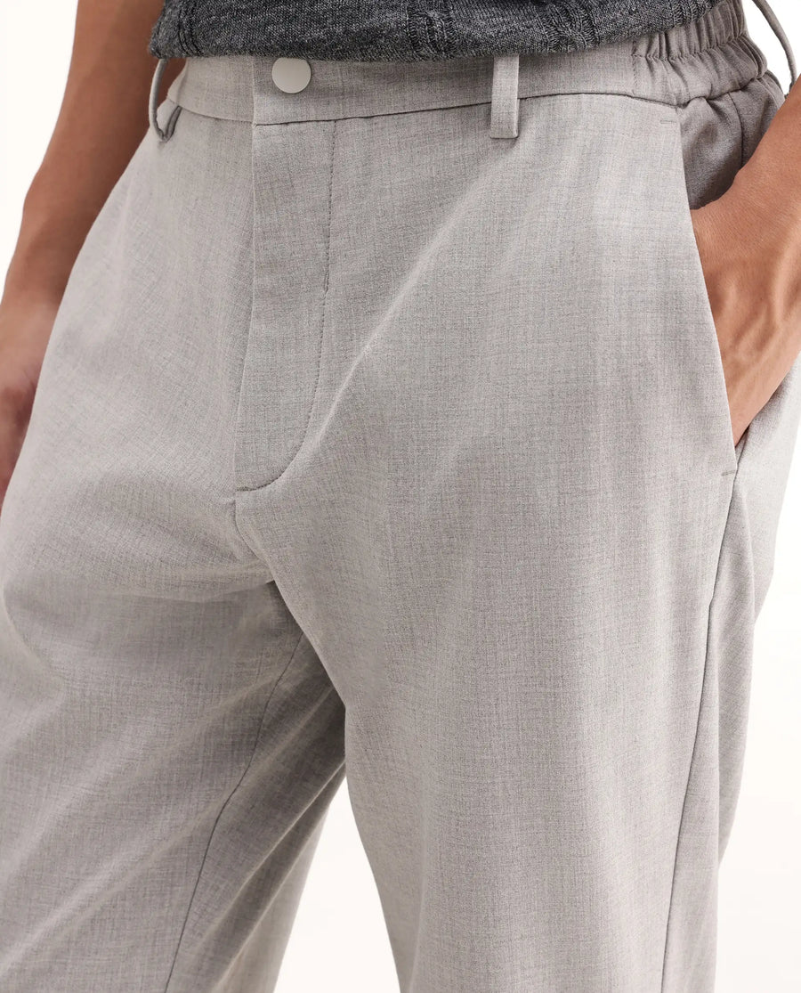 Rare Rabbit Men's Travel-Aw26 Light Grey Polyester Blend Fabric Regular Fit Plain Trouser
