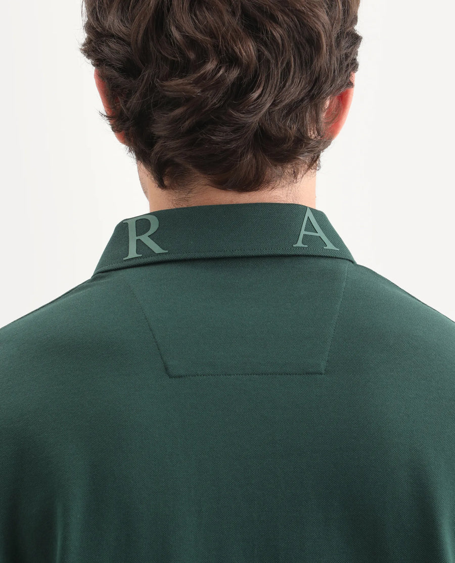 Rare Rabbit Men's Fabios Dark Green Cotton Regular Fit Half Sleeves Plain Polo