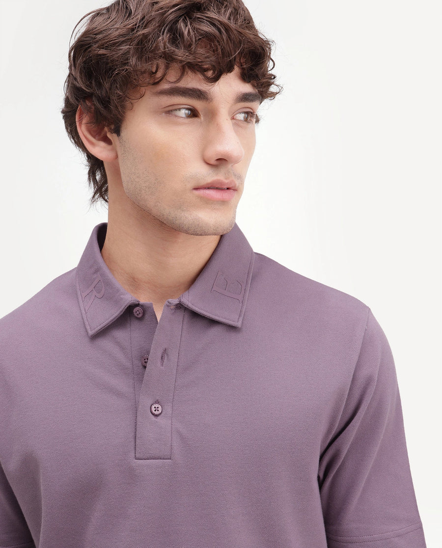 Rare Rabbit Men's Fabios Dusky Purple Cotton Regular Fit Half Sleeves Plain Polo
