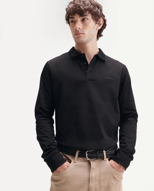 Rare Rabbit Men's Travo Black Cotton Spread Collar Regular Plain Shirt