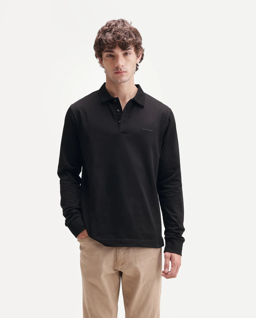Rare Rabbit Men's Travo Black Cotton Spread Collar Regular Plain Shirt