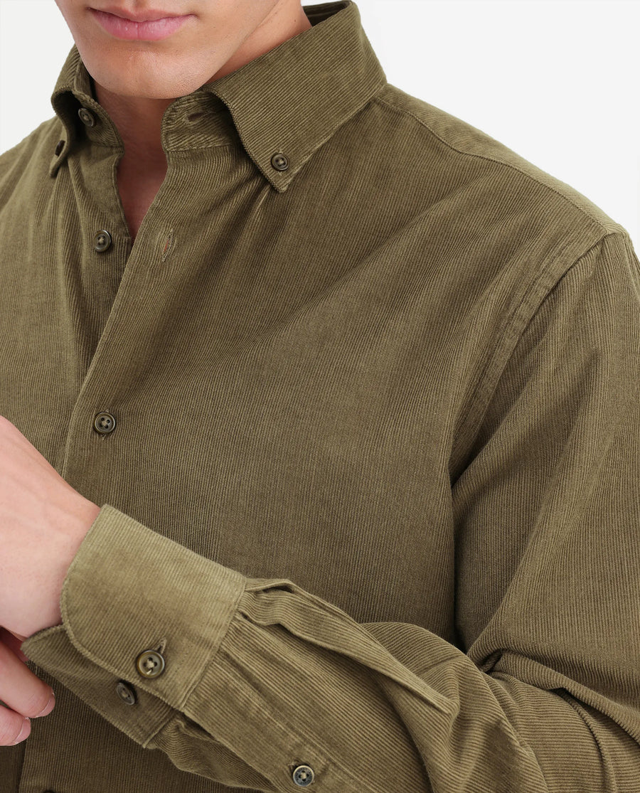 Rare Rabbit Men's Buita-On Light Green Cotton Fabric Button-Down Collar Regular Fit Plain Shirt