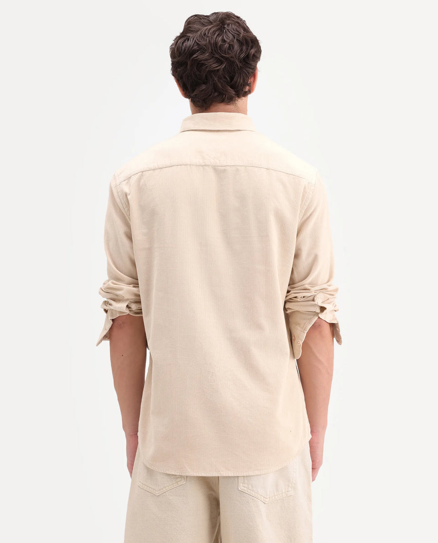 Rare Rabbit Men's Buita-On Off White Cotton Fabric Button-Down Collar Regular Fit Plain Shirt