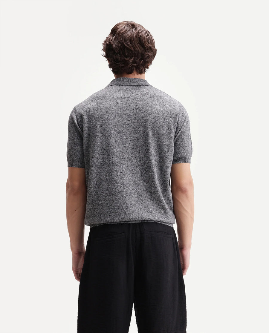 Rare Rabbit Men's Aldro Black Cotton Blend Johnny Collar Regular Plain Polo