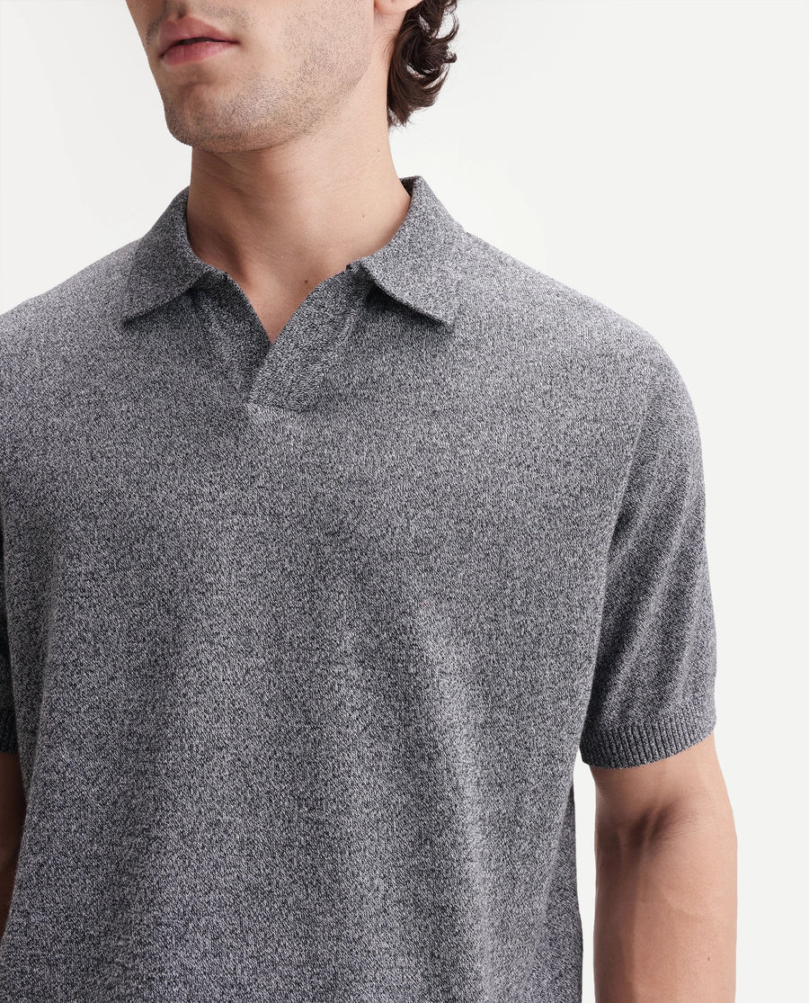 Rare Rabbit Men's Aldro Black Cotton Blend Johnny Collar Regular Plain Polo