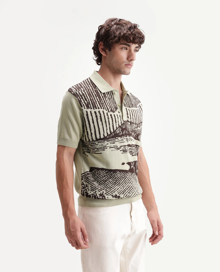 Rare Rabbit Men's Prito Pastel Green Cotton Spread Collar Regular Plain Polo